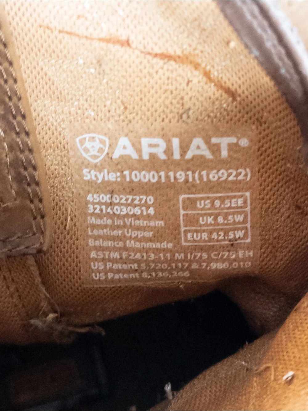 Ariat Composite Toe Brown Leather Cowboy Work Boots Men’s 9.5 EE